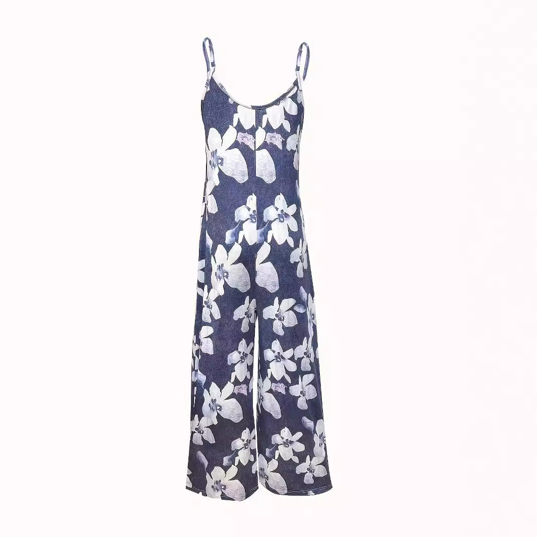 Damen Luftiger Sommeroverall mit breiten Beinen und praktischen Taschen Echoarchiv