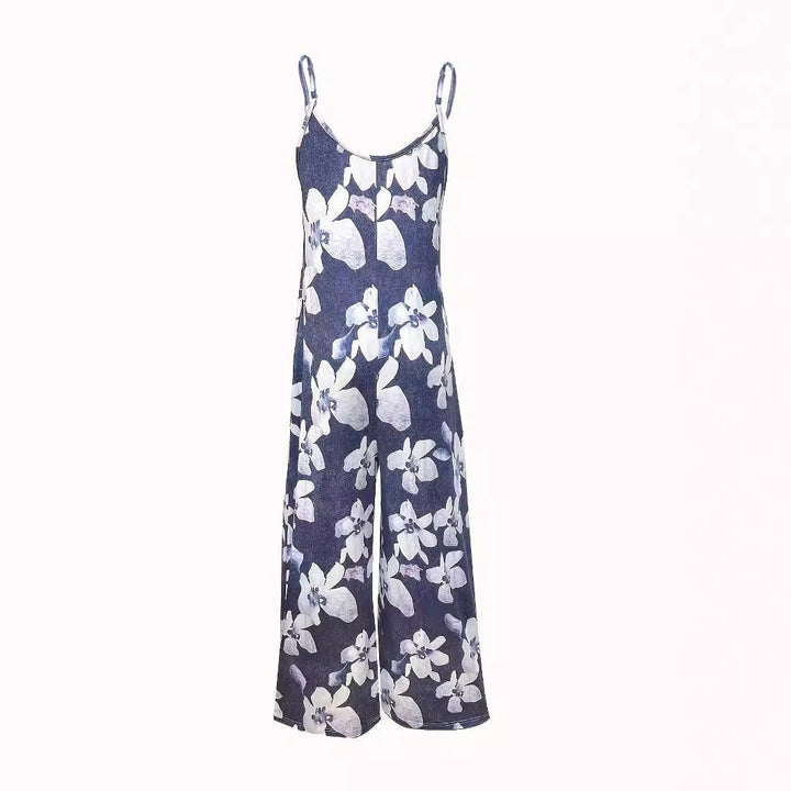 Damen Luftiger Sommeroverall mit breiten Beinen und praktischen Taschen Echoarchiv