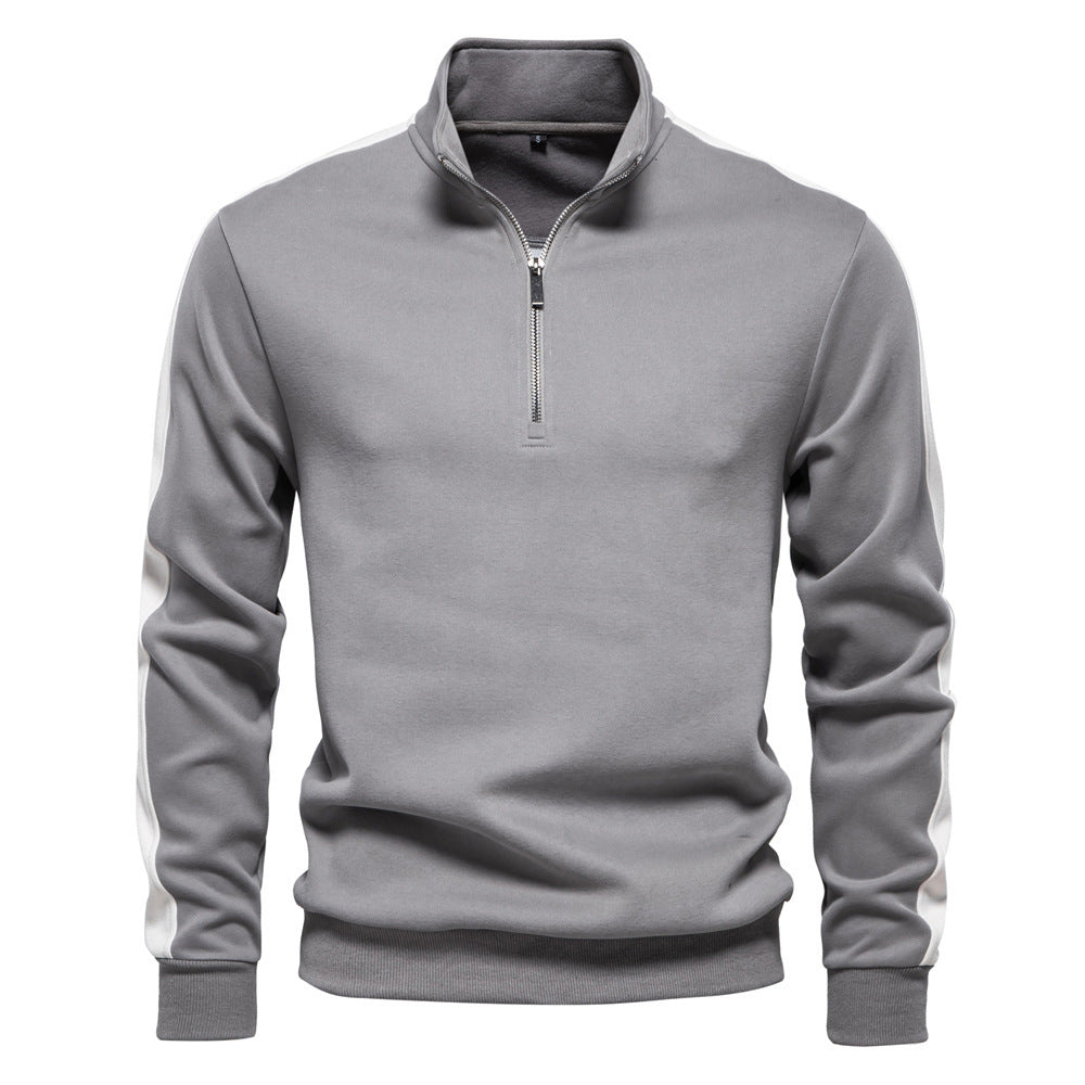 Herren nan Stehkragen-Pullover mit kurzem Reißverschluss und Kontrastseitenstreifen Echo Archiv