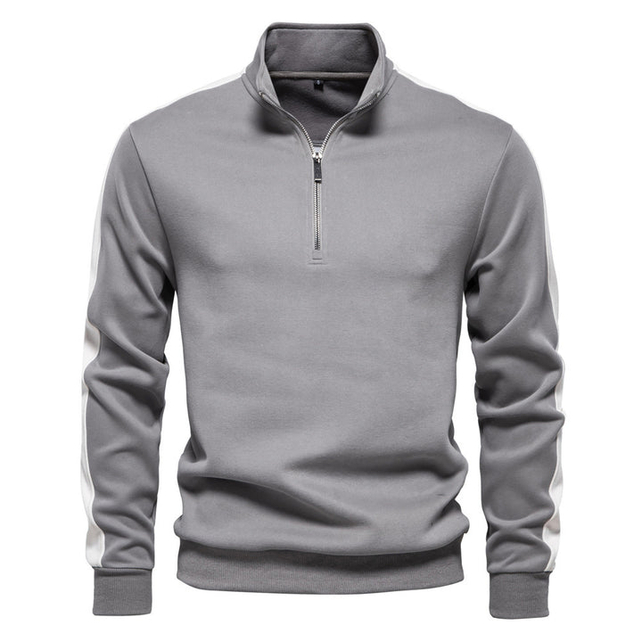 Herren nan Stehkragen-Pullover mit kurzem Reißverschluss und Kontrastseitenstreifen Echo Archiv