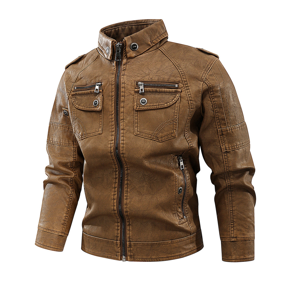 Herren elegante Lederjacke mit praktischen Taschen und Reißverschlussdetails Echoarchiv