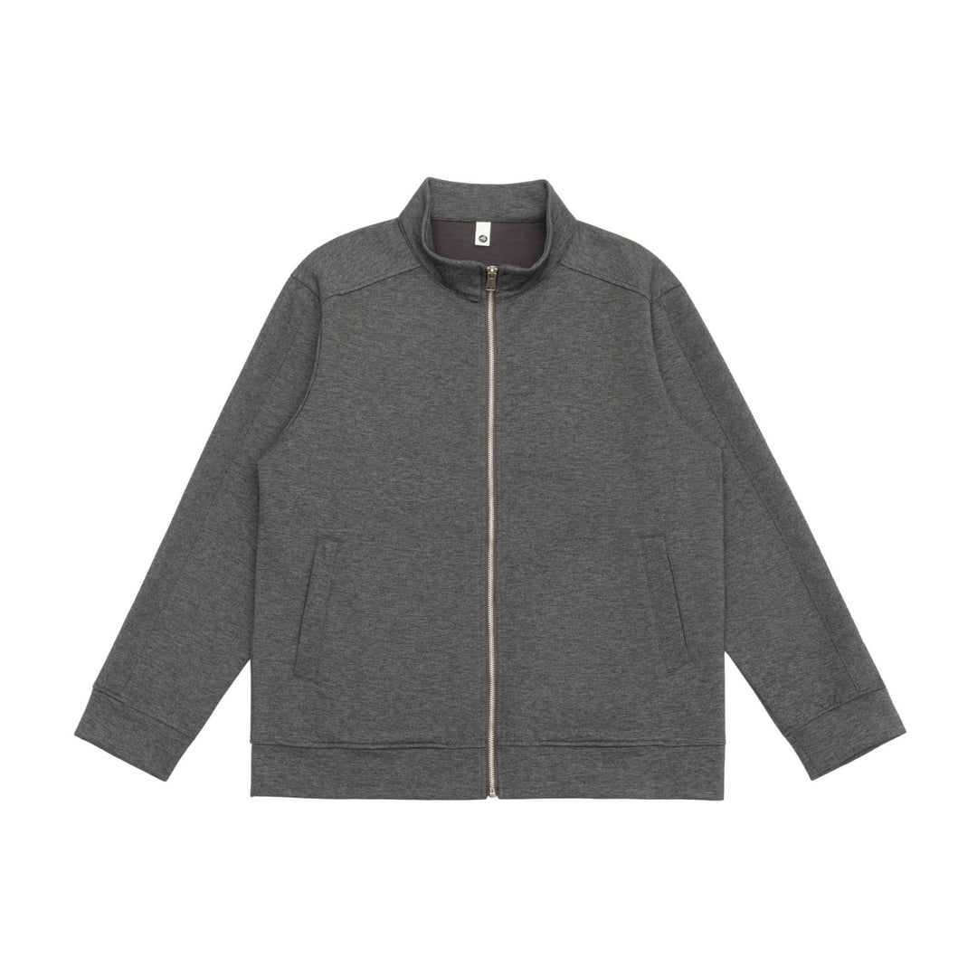 Herren Sweatjacke mit Stehkragen, durchgehendem Reißverschluss und kontrastierten Ärmeleinsätzen Echoarchiv
