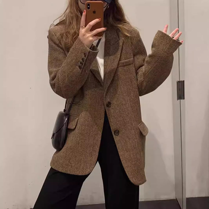 Damen Übergroßer Wollblazer Echoarchiv