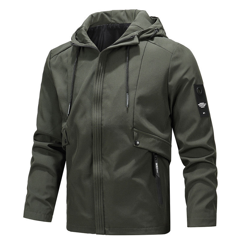 Herren Urbaner minimalistischer Softshell-Kapuzenblouson mit verdeckter Reißverschlussfront Echo Archiv