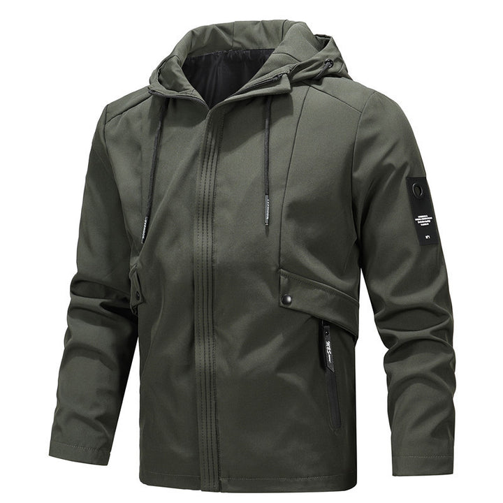 Herren Urbaner minimalistischer Softshell-Kapuzenblouson mit verdeckter Reißverschlussfront Echo Archiv