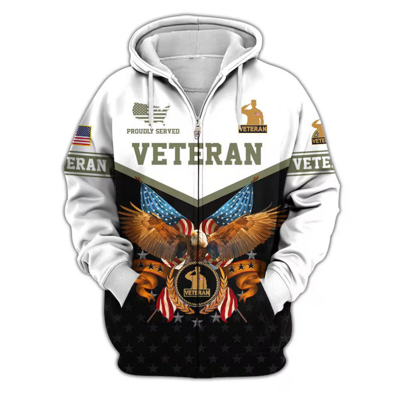 Herren Kapuzensweater mit amerikanischem Veteranenmotiv Echoarchiv