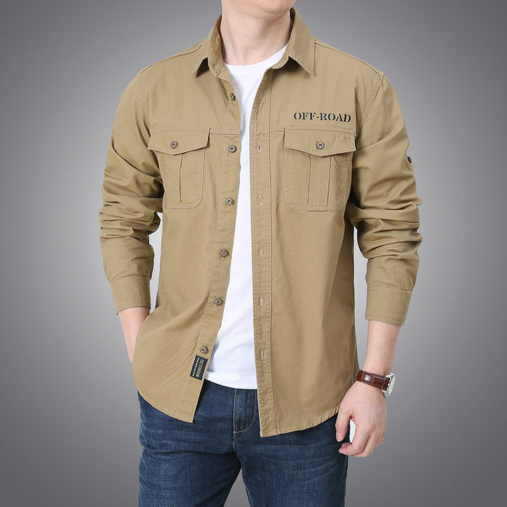 Herren nan langärmeliges Workwear-Hemd mit Druckknopf-Brusttaschen und aufrollbaren Ärmeln Echo Archiv