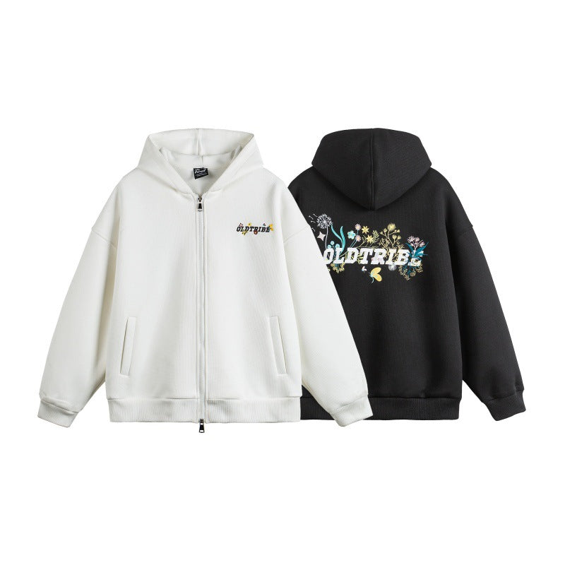 Unisex Kapuzen‑Zipjacke aus strukturierter Waffelqualität im Boxy‑Cut mit Zwei‑Wege‑Reißverschluss Echoarchiv