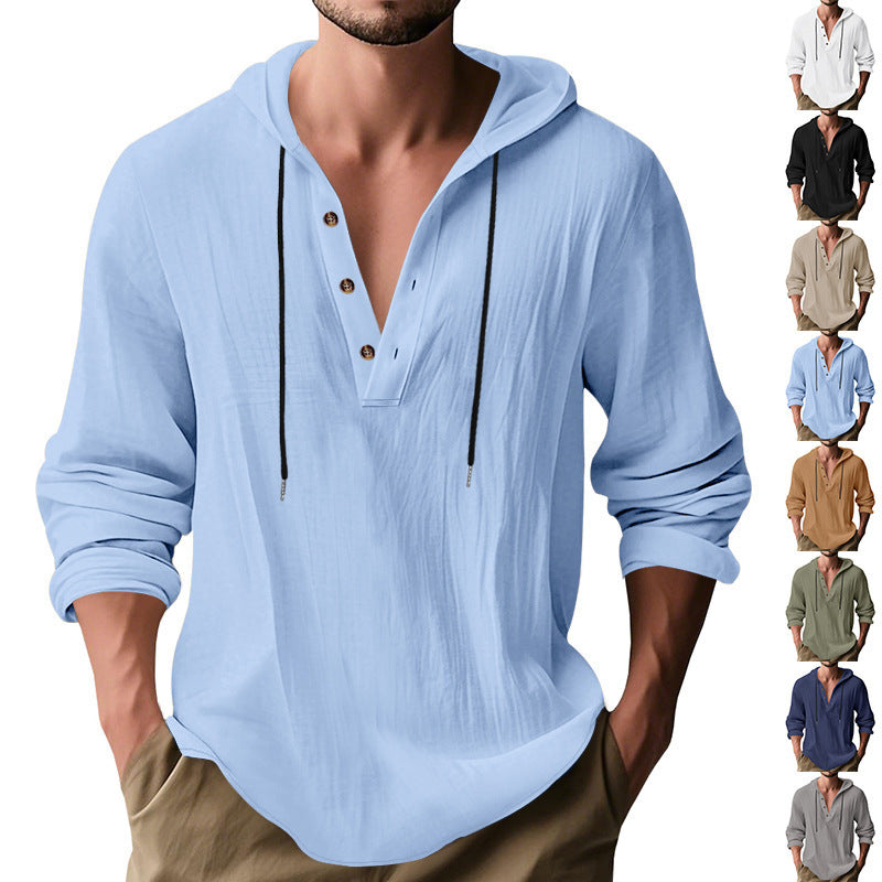 Herren Kapuzenshirt mit Knopfleiste und lässigem Schnitt Echoarchiv