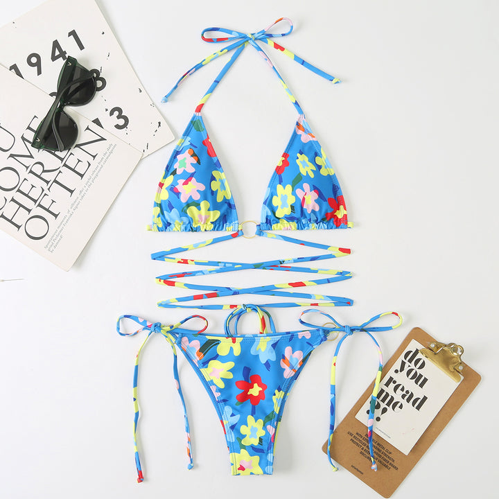 Damen Triangel-Bikini-Set mit verstellbaren Trägern und floralem Design Echo Archiv