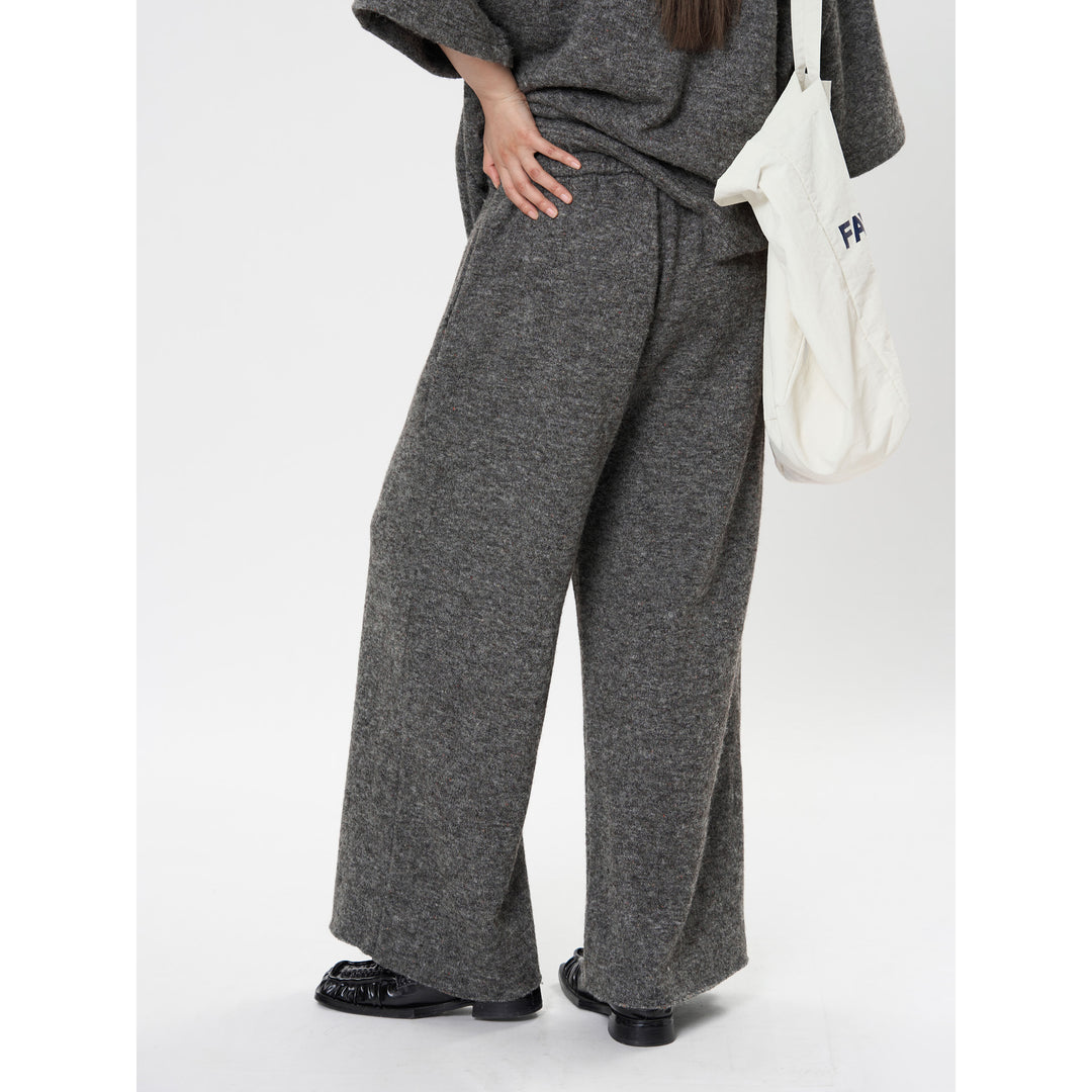 Damen Oversize Strick-Set mit kastigem Kurzarm-Pullover und weitem High‑Waist Palazzohose Echoarchiv