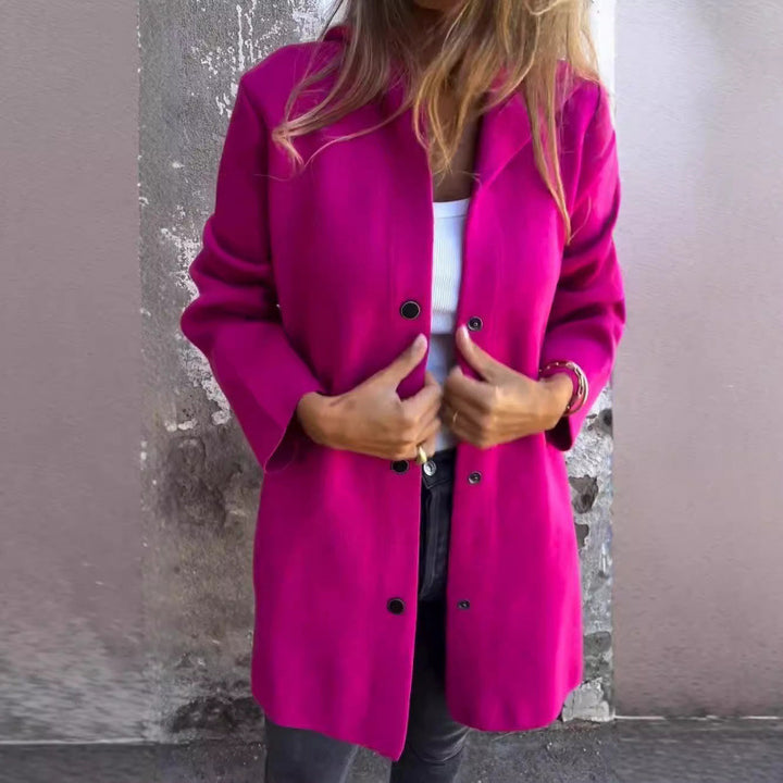 Damen Midilanger Oversize-Mantel aus Wollmix mit klarer Knopfleiste und minimalistischem Revers Echo Archiv
