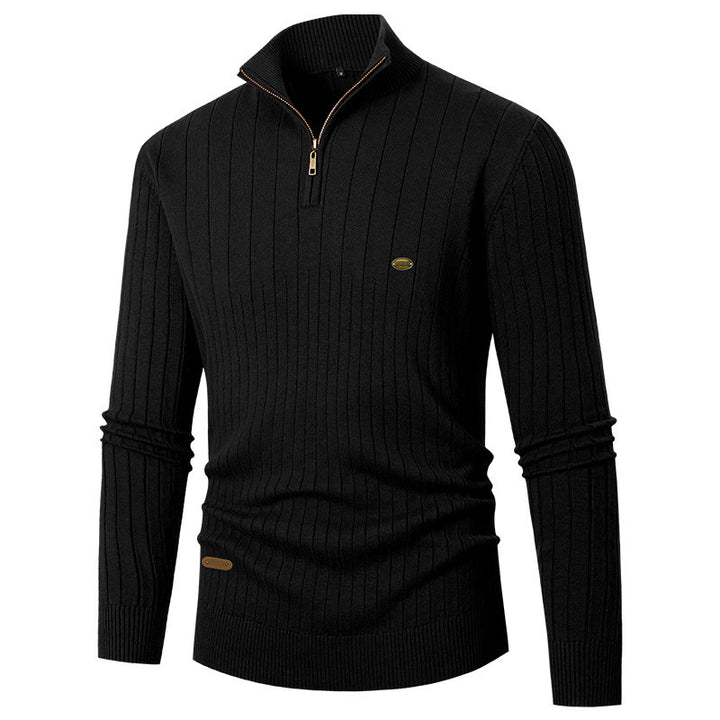 Herren modischer Pullover mit Reißverschluss und feinem Rippdesign Echoarchiv