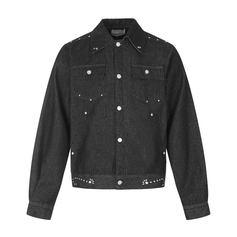 Herren Kurz geschnittene Canvas-Blousonjacke mit Nietenbesatz und Pattentaschen Echo Archiv