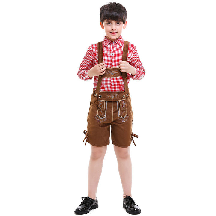 Unisex nan traditionelle Kinderlederhose mit verstellbaren Trägern und feiner Stickerei Echo Archiv