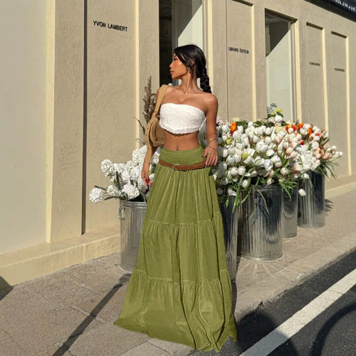 Damen Maxirock im lässigen Boho-Stil mit voluminösen Stufen Echo Archiv