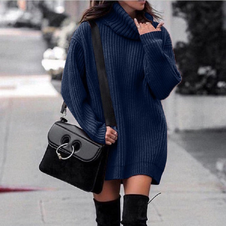 Damen Oversize-Longpullover mit Rollkragen, geripptem Feinstrick und figurumspielender Tunika-Länge Echo Archiv