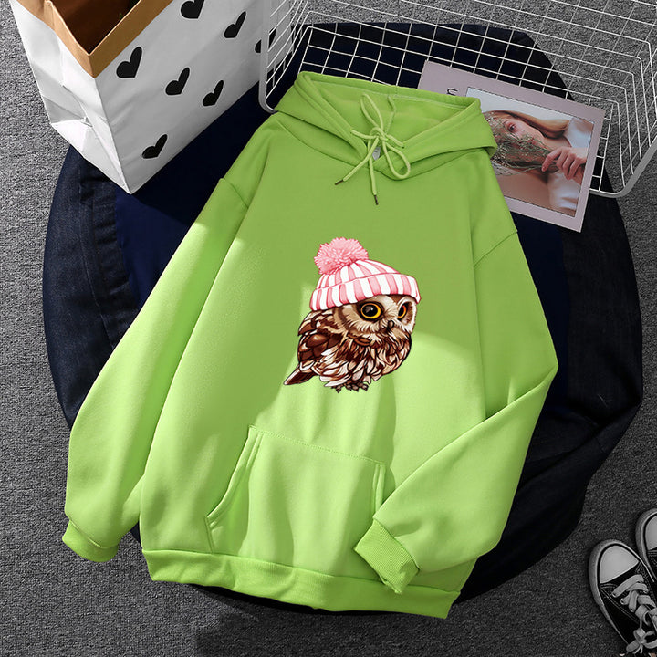 Damen lässiger Oversize Kapuzenpullover mit Herz‑und‑Pfotenprint, Kordelzug und gerippten Bündchen – Auréline