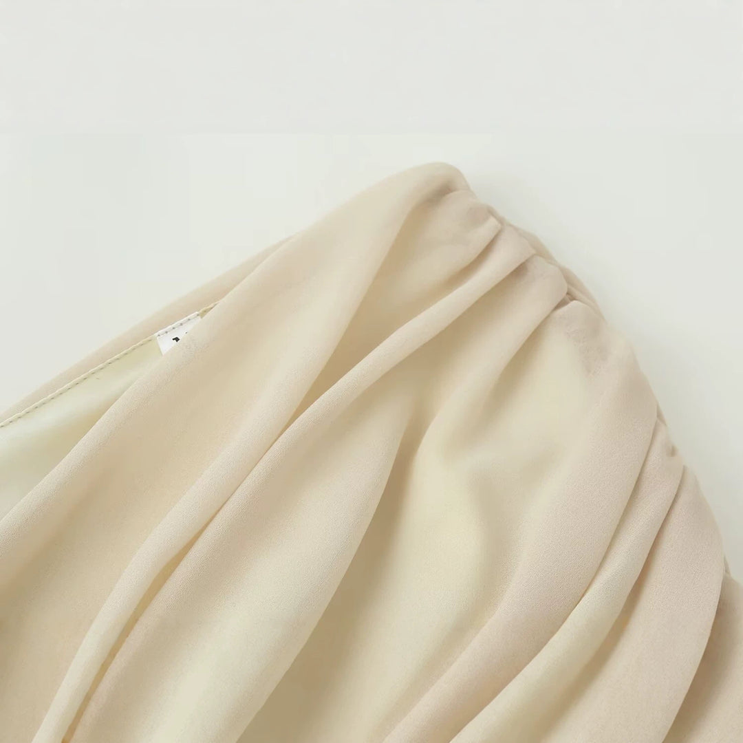 Damen Drapiertes Chiffon-Top mit tiefem V‑Ausschnitt und Volant‑Cape Echo Archiv