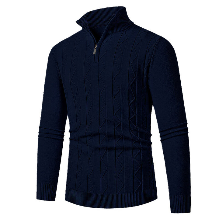 Herren Strickpullover mit stylischem Reißverschluss und Zopfmuster Echoarchiv