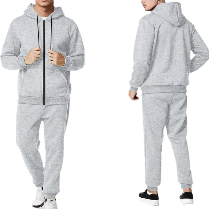 Herren zweiteiliges Zip-Hoodie und schmal zulaufende Jogginghose aus French Terry – Marzano