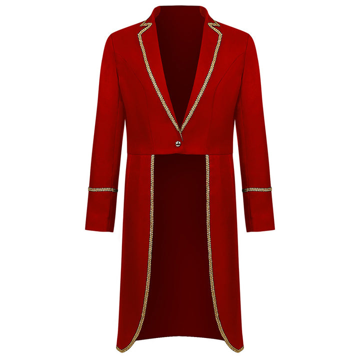 Damen nan langer taillierter Blazer-Mantel mit goldener Kettendetail und einreihigem Verschluss Echo Archiv