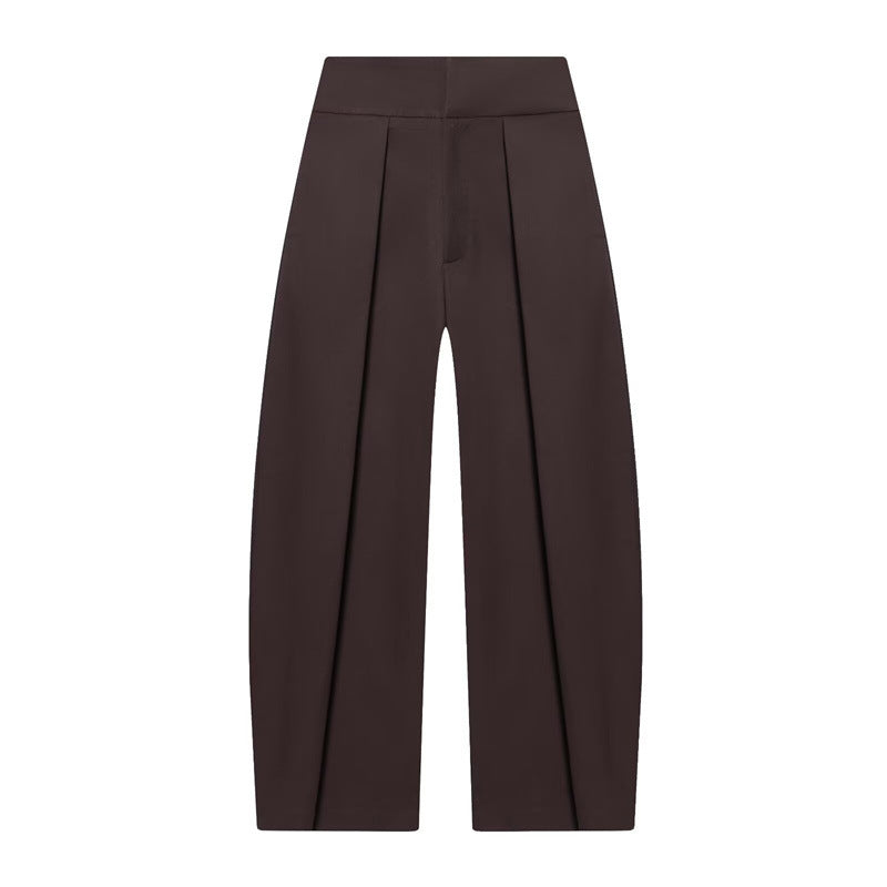 Damen Weite Plissée-Jerseyhose mit hoher Taille und Bügelfalte Echo Archiv
