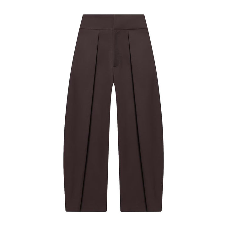 Damen Weite Plissée-Jerseyhose mit hoher Taille und Bügelfalte Echo Archiv