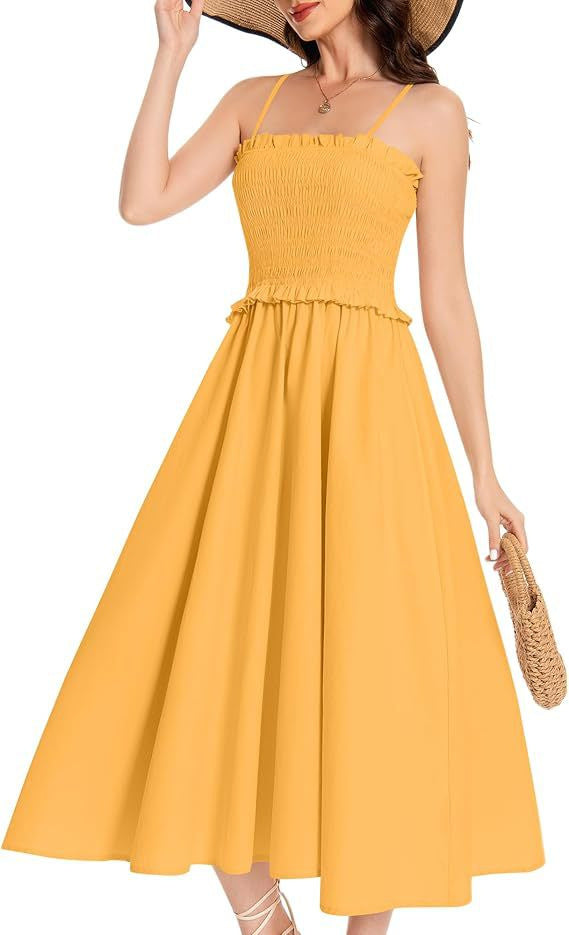 Damen Midi-Kleid mit elastischem Oberteil und weiten Rock Echo Archiv