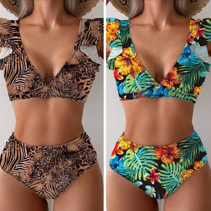 Damen Bikini-Set mit verspielten Rüschen und floralen Mustern Echo Archiv