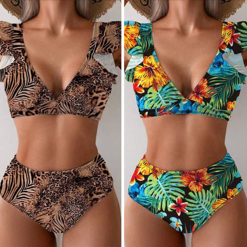 Damen Bikini-Set mit verspielten Rüschen und floralen Mustern Echo Archiv