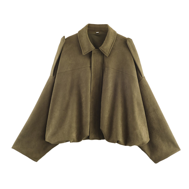 Damen nan oversized Cape-Jacke mit verdeckter Frontblende, Kragen und ballonförmigem Saum Echo Archiv