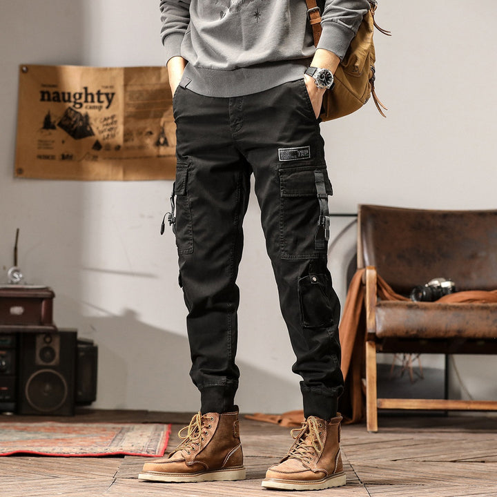 Herren Cargo-Jogginghose mit Multifunktions‑Taschen, verstellbaren Riemen & gerippten Bündchen Echoarchiv