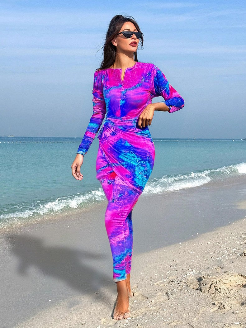 Damen Sportlicher Langarm-Badeanzug mit figurformendem Design Echo Archiv
