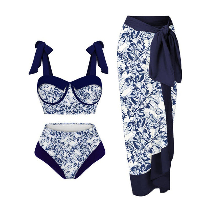 Damen Bikini-Set mit floralem Design und elegantem Überrock Echo Archiv