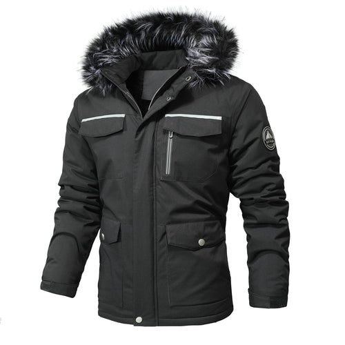 Herren Arctic-Parka mit abnehmbarer Kunstfellkapuze und verstärkten Utility-Taschen Echoarchiv