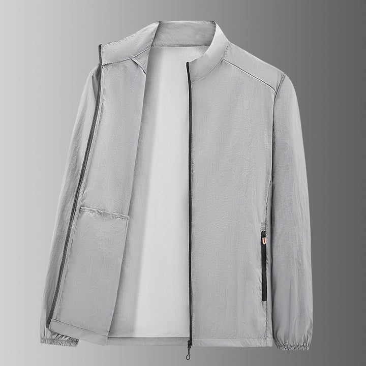 Herren Ultraleichte packbare Windjacke mit Innenfach, Stehkragen & Reißverschlusstaschen Echoarchiv
