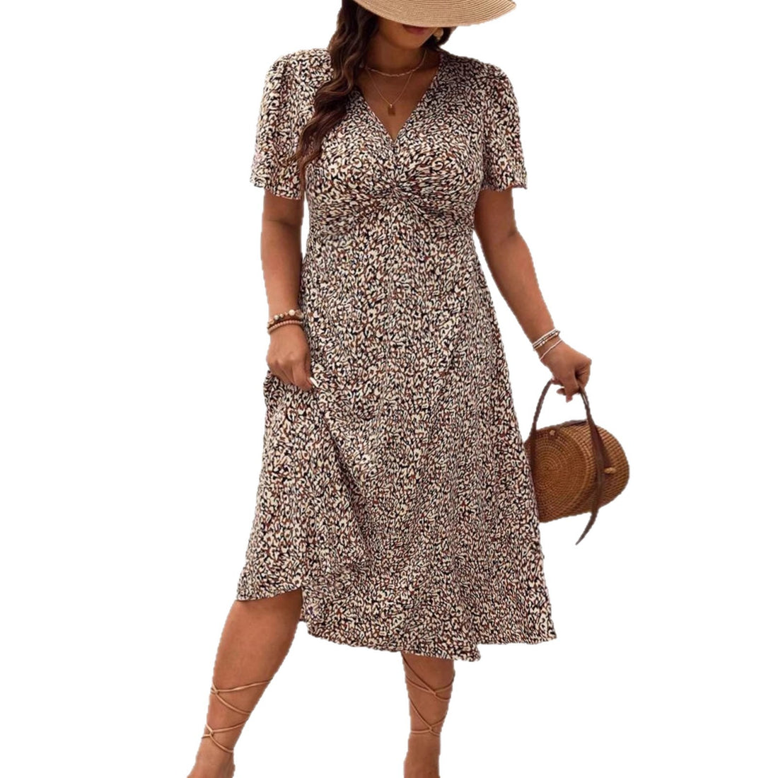 Damen Midikleid mit floralem Muster – Élara