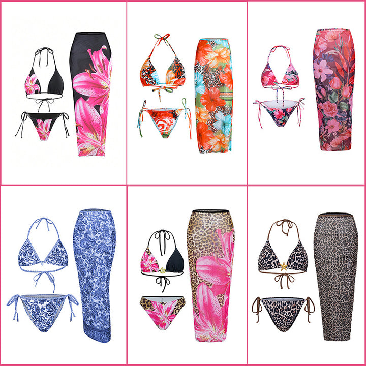 Damen Triangel-Bikini mit floralem und tierischem Muster Echo Archiv