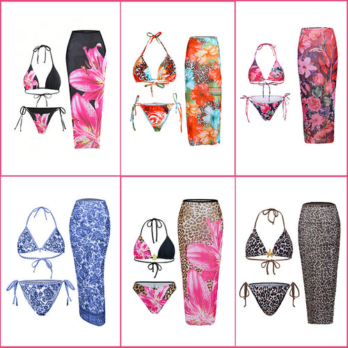 Damen Triangel-Bikini mit floralem und tierischem Muster Echo Archiv