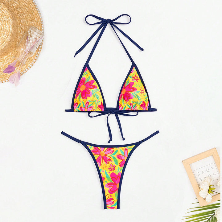 Damen Triangel-Bikini-Set mit floralem Muster und farbenfrohen Akzenten Echo Archiv