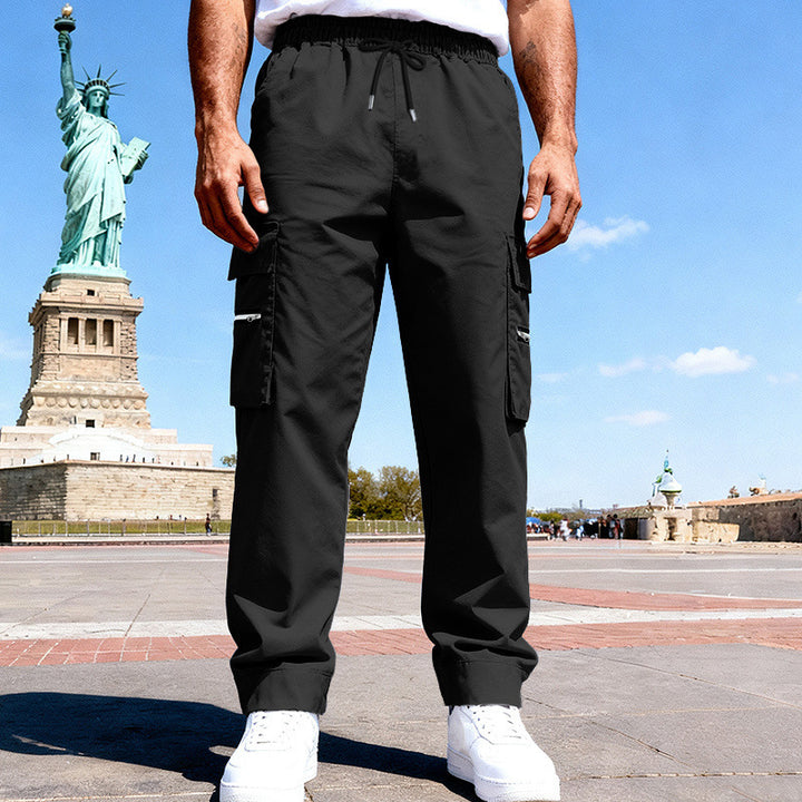 Herren Cargo-Freizeithose mit elastischem Bund, Tunnelzug & Zip-Taschen – Bravaro