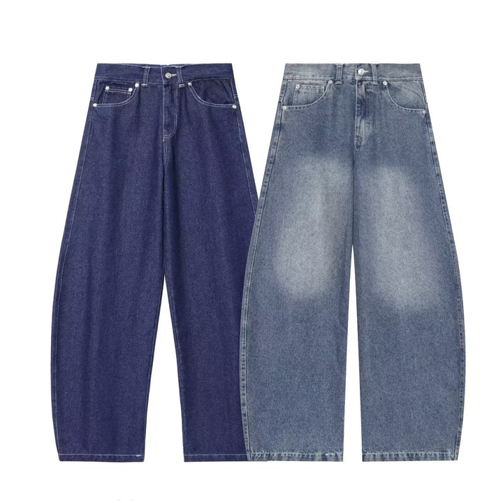 Damen Hochtaillierte Cropped-Jeans mit weitem Bein, Used‑Effekt und klassischen Taschen Echo Archiv