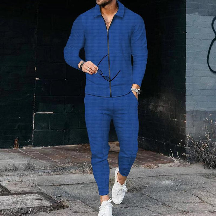 Herren modernes Freizeitjacket und Slim-Fit Hose Set Echoarchiv