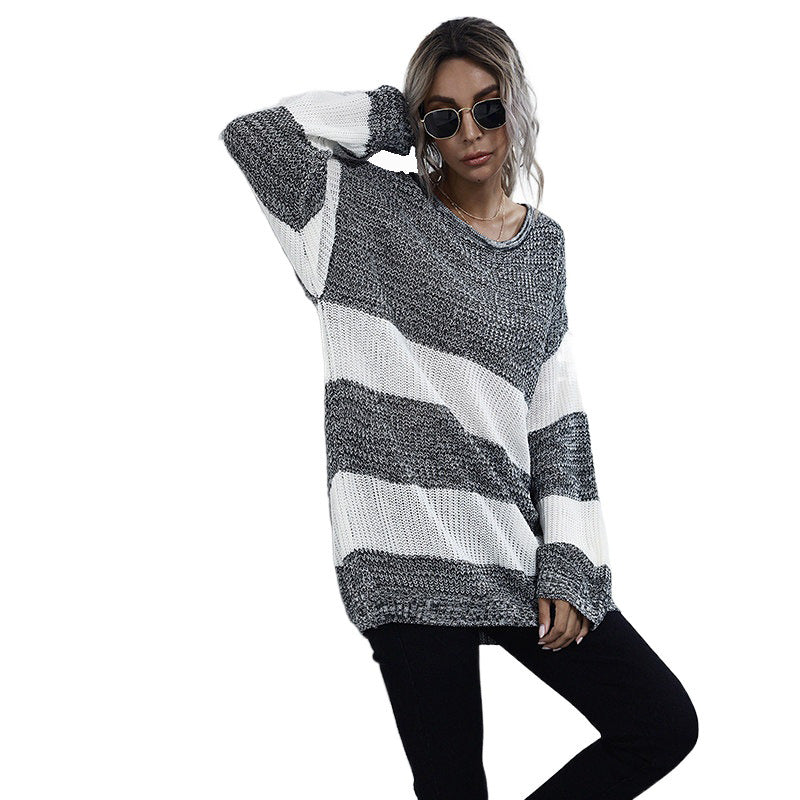 Damen Lässiger Strickpullover mit Blockstreifen Echo Archiv
