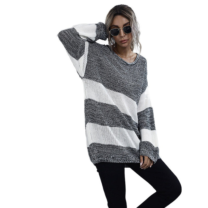 Damen Lässiger Strickpullover mit Blockstreifen Echo Archiv