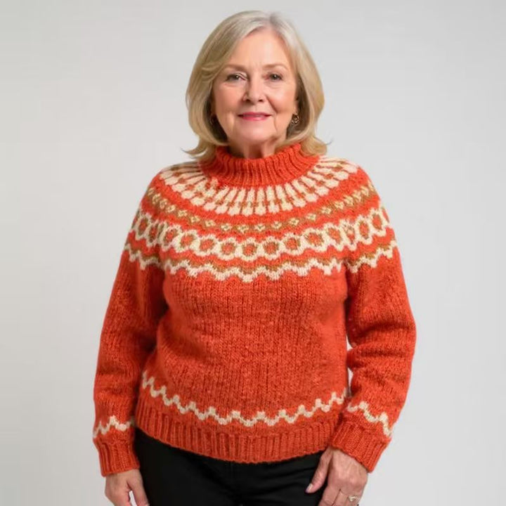 Damen nan kuscheliger Norweger-Strickpullover mit Stehkragen und Oversize-Passform Echo Archiv