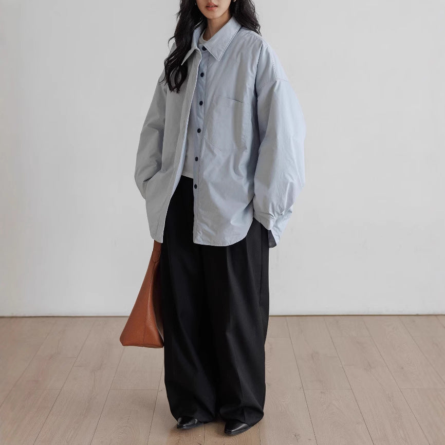 Damen Oversized Bluse mit Knopfdetail Echoarchiv