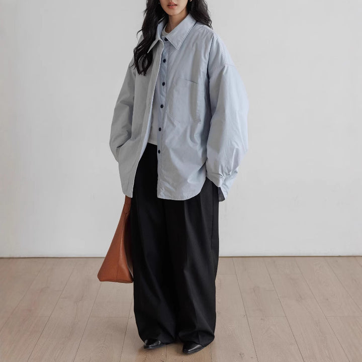 Damen Oversized Bluse mit Knopfdetail Echoarchiv
