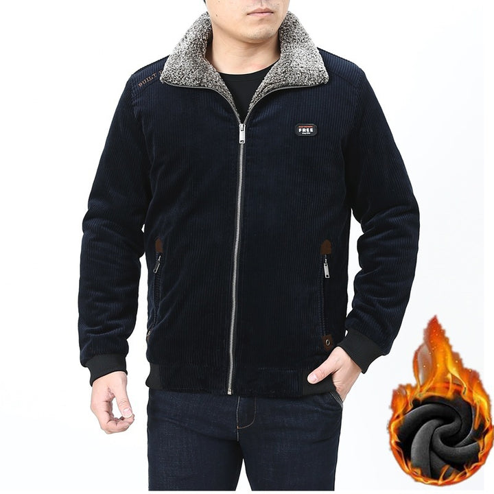 Herren Cord‑Fieldjacke mit kuscheliger Teddyfleece‑Innenlage und Stehkragen Echoarchiv